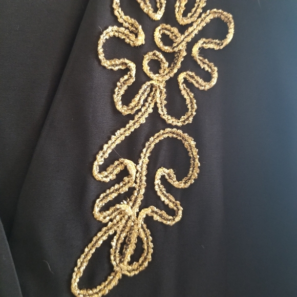 Vintage 80s style black dress with a gold detailed jacket size 14 dress - Picture 5 of 8